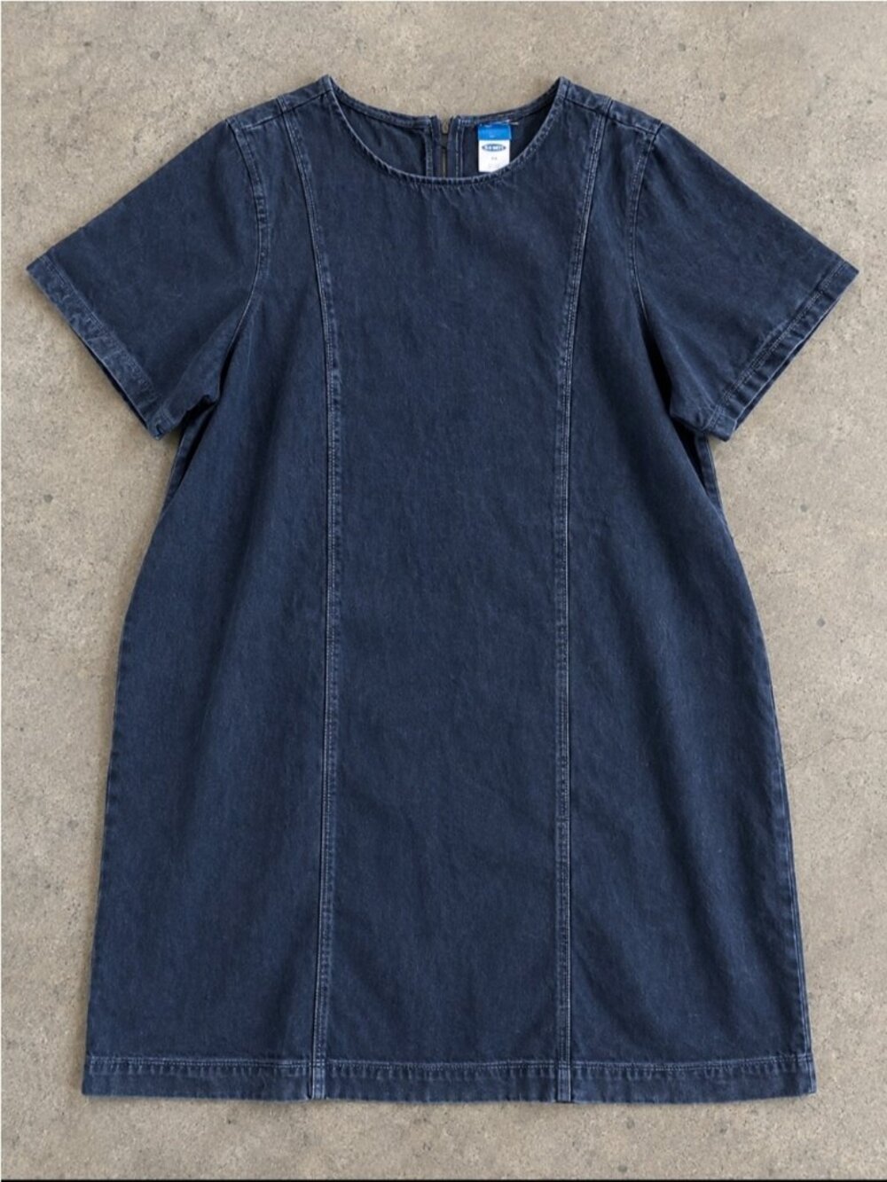 Old Navy Denim Mini Dress Woman 4X Dark Wash Back Zip Short Sleeve Western 2025